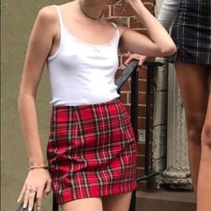 brandy Melville red plaid skirt